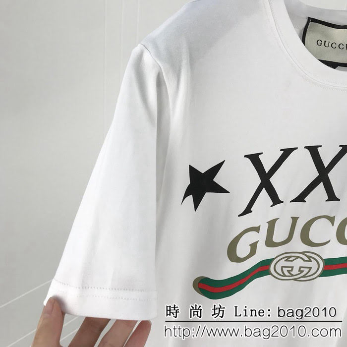 Gucci古奇 19ss新款短袖 xxv系列logo 採用絲光面料 三標齊全男女同款 ydi2271